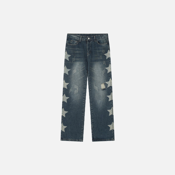 Pantalones vaqueros con estrellas laterales rasgadas