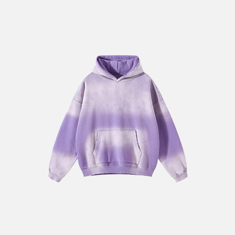 Front view of the purple Vintage Washed Denim Hoodie in a gray background