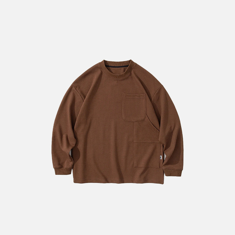 Front view of the brown Timeless Pocket Sweatshirt in a gray background