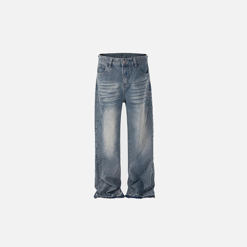 Front view of the blue Vintage Relaxed Fit Denim Jeans in a gray background