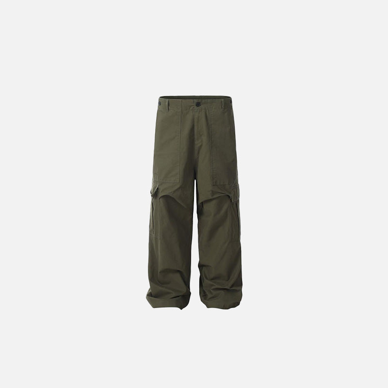 Front view of the army green Versatile Cargo Pants  in a gray background