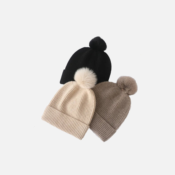 Cashmere Knitted Solid Beanie