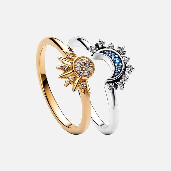 Sparking Moon And Sun Stackable Ring