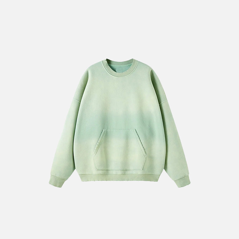 Front view of the light green Classic Washed Oversized Sweatshirt in a gray background