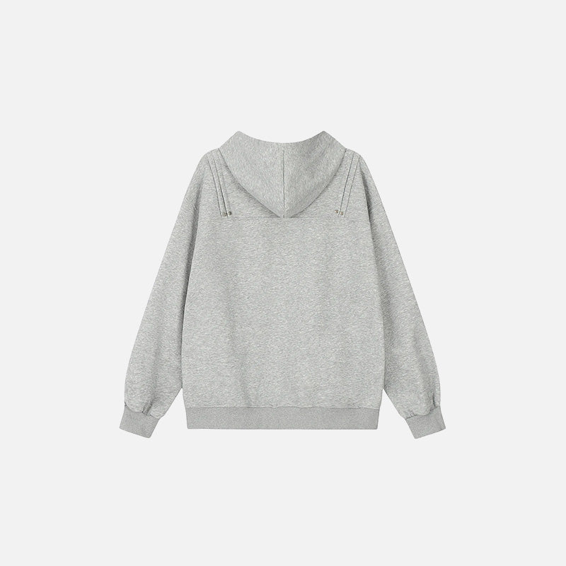 Back view of the gray MaxGrip Utility Hoodie in a gray background