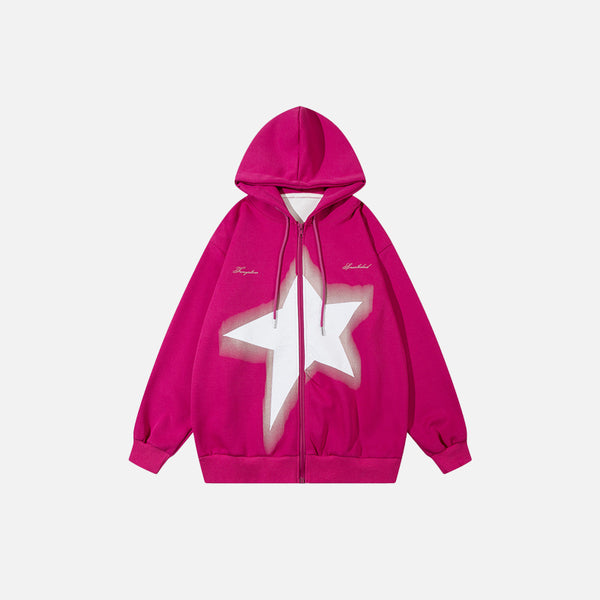 Star Oversized Zip-up Hoodie