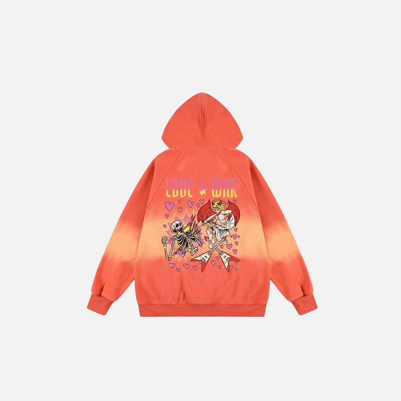 Back view of the orange Battle Of The Hearts Hoodie in a gray background