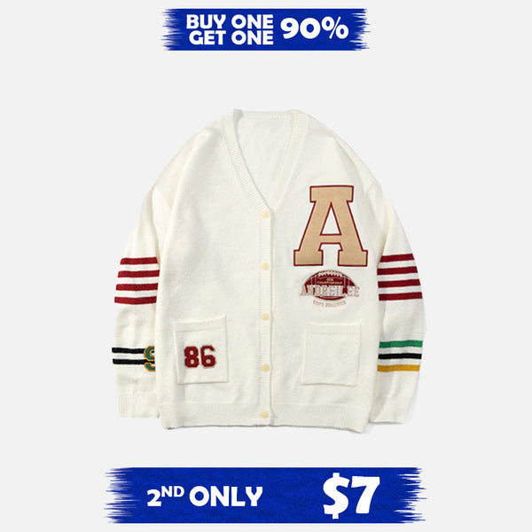 Fall Varsity Patch Cardigan Sweater