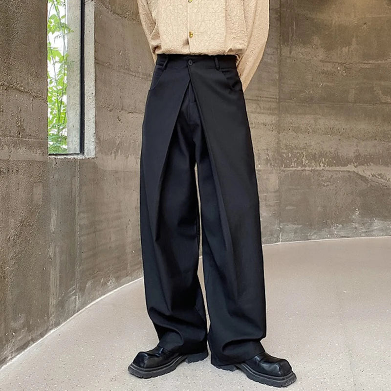 Model wearing the black Split Front Draped Pants