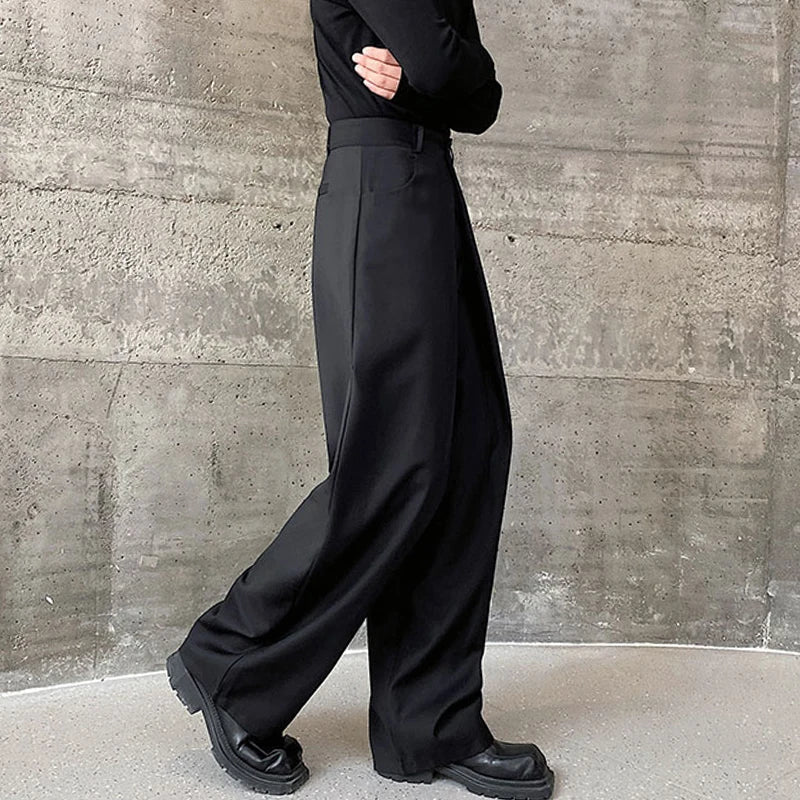 Model wearing the black Split Front Draped Pants