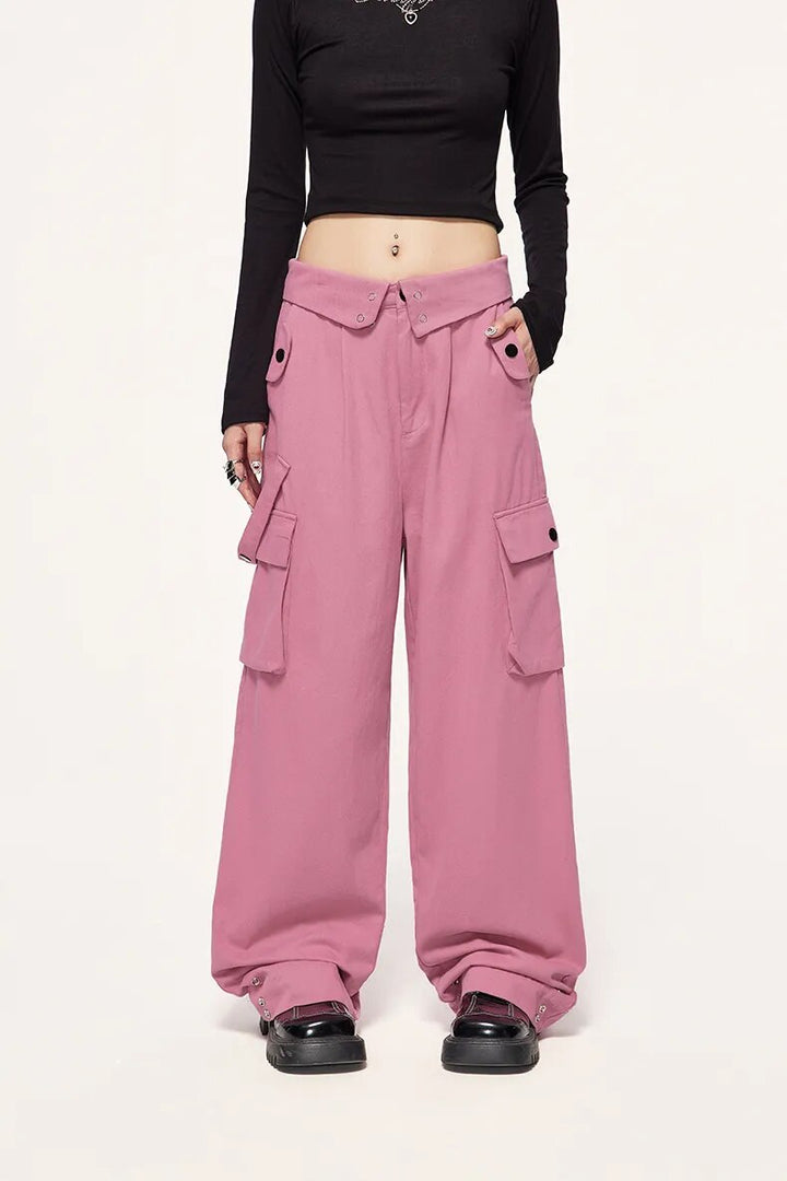 Turn-down Waist Cargo Pants