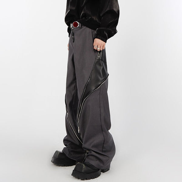 Y2K PU Leather Zippers Pants