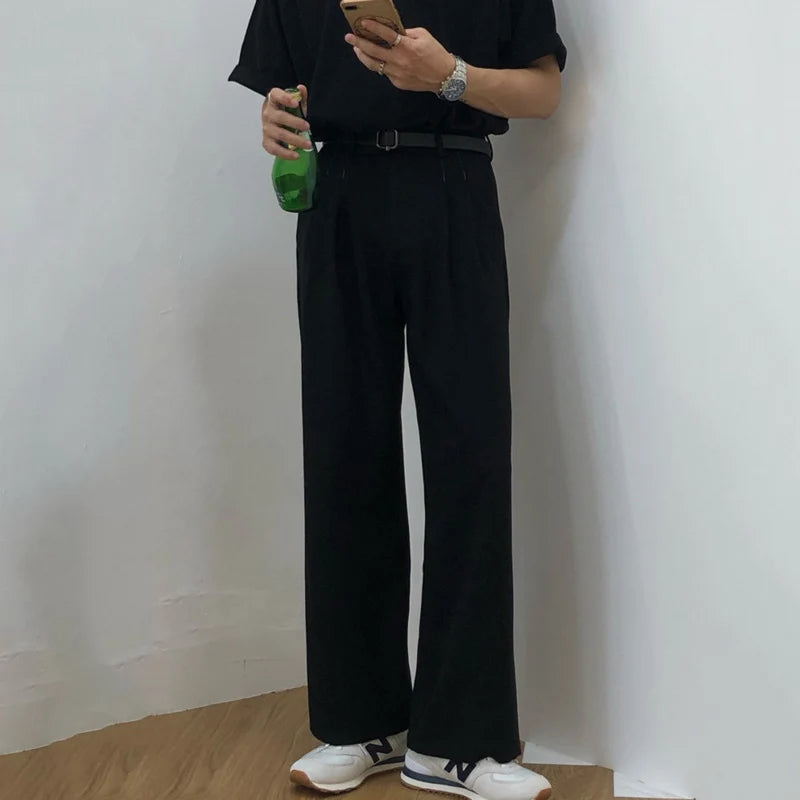 Model wearing the black Casual All-Match Straigh Pants