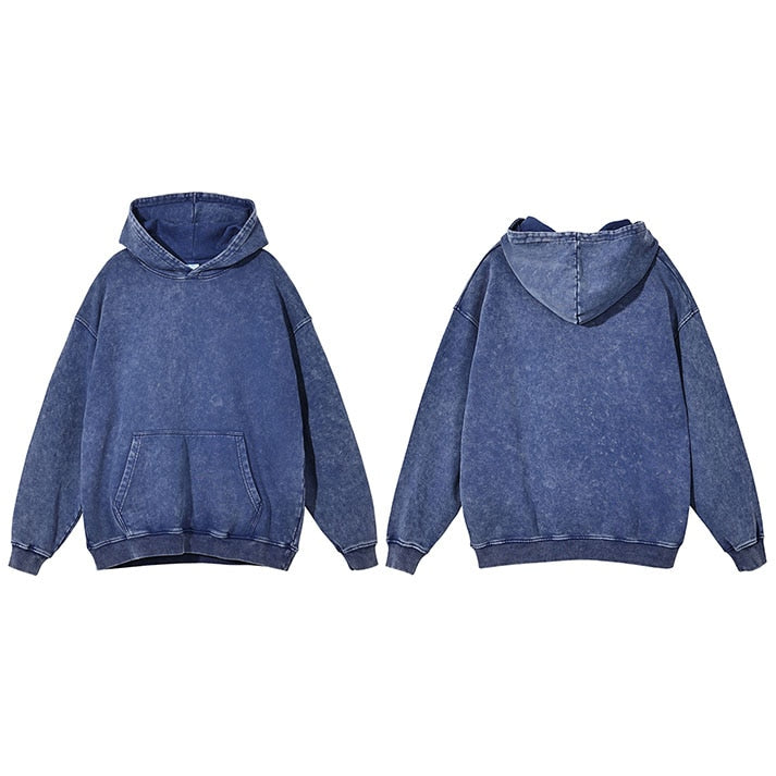 Vintage Solid Color Washed Hoodie – DAXUEN