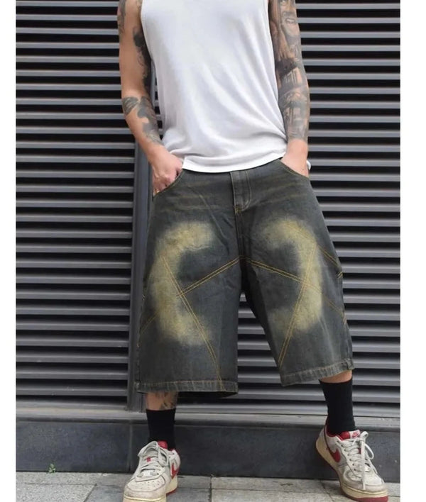 Baggy Reverse Washed Jorts im Y2k-Stil