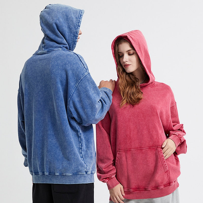 Vintage Solid Color Washed Hoodie – DAXUEN