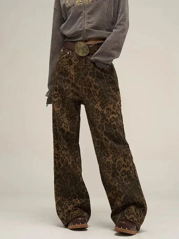 Model wearing the brown Feline Flair High-Waisted Pants