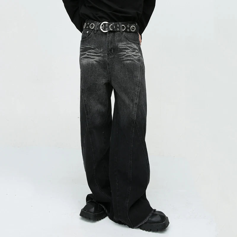 Model wearing the black Wide-Leg Tailored Jeans