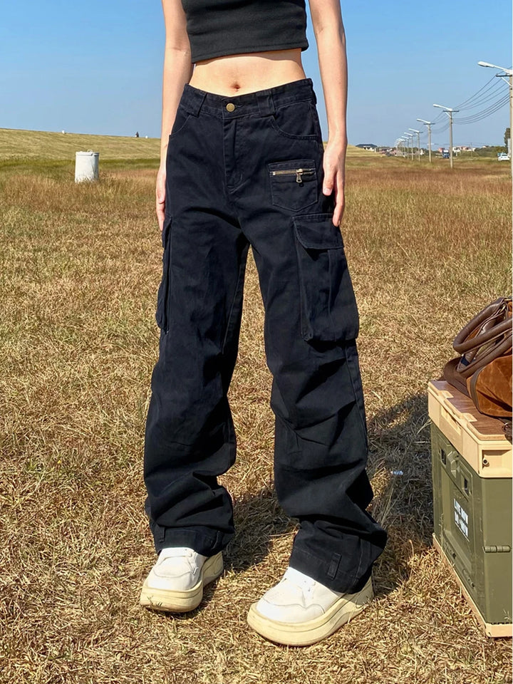 Y2k Women's Solid Color Cargo Pants – DAXUEN