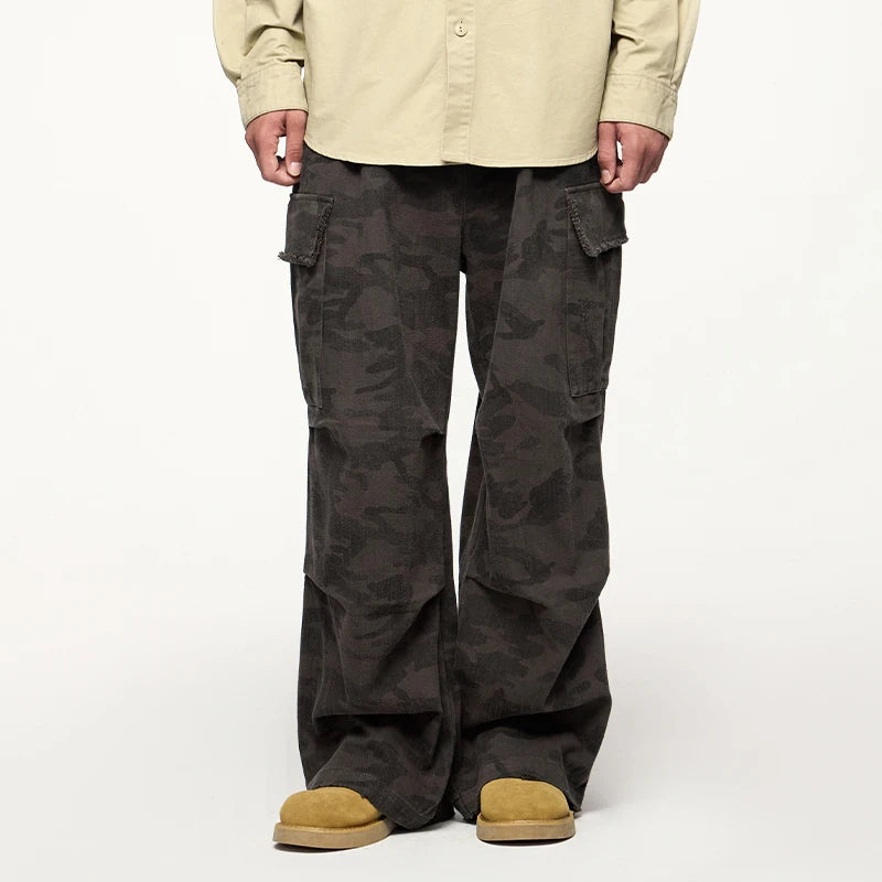 Model wearing the gray Loose Cargo Fit Pants