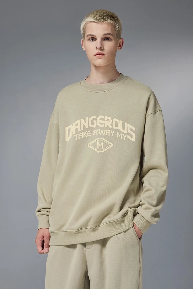 Model wearing the khaki Dangerous Edge Sweatshirt 