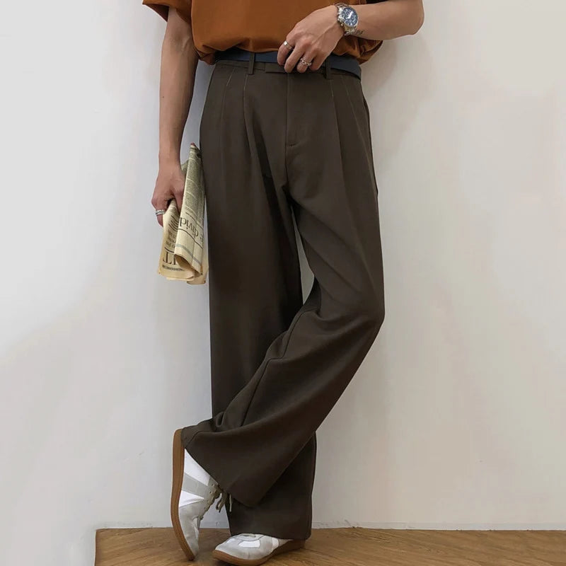 Model wearing the brown Casual All-Match Straigh Pants