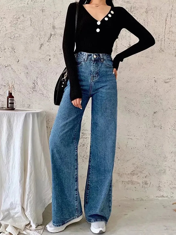 Y2k High Waist Blaue Jeans