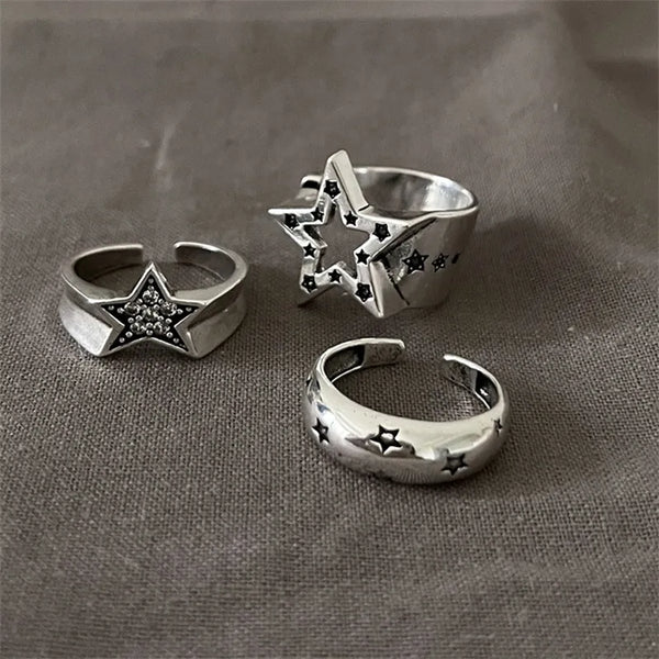 Y2K Star Adjustable Rings