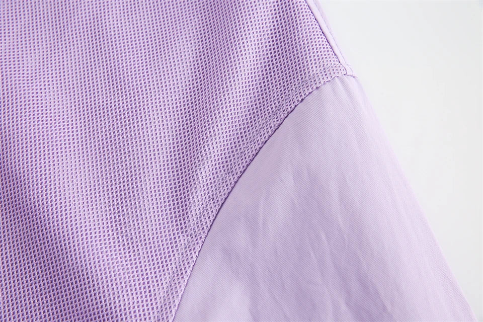 The shoulder of the Women's Purple Rose T-shirt from DAXUEN.