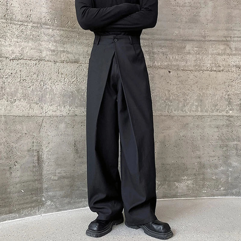 Model wearing the black Split Front Draped Pants