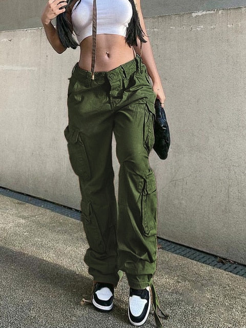 Women's Black Cargo Pants With Side Pocket Detail – Styledup.co.uk