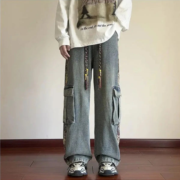 Patchwork Cargo Denim Pants