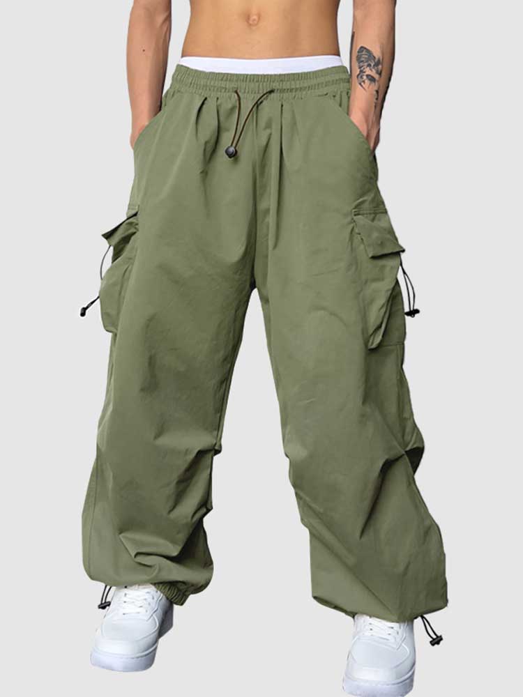 Loose Solid Drawstring Cargo Pants – DAXUEN