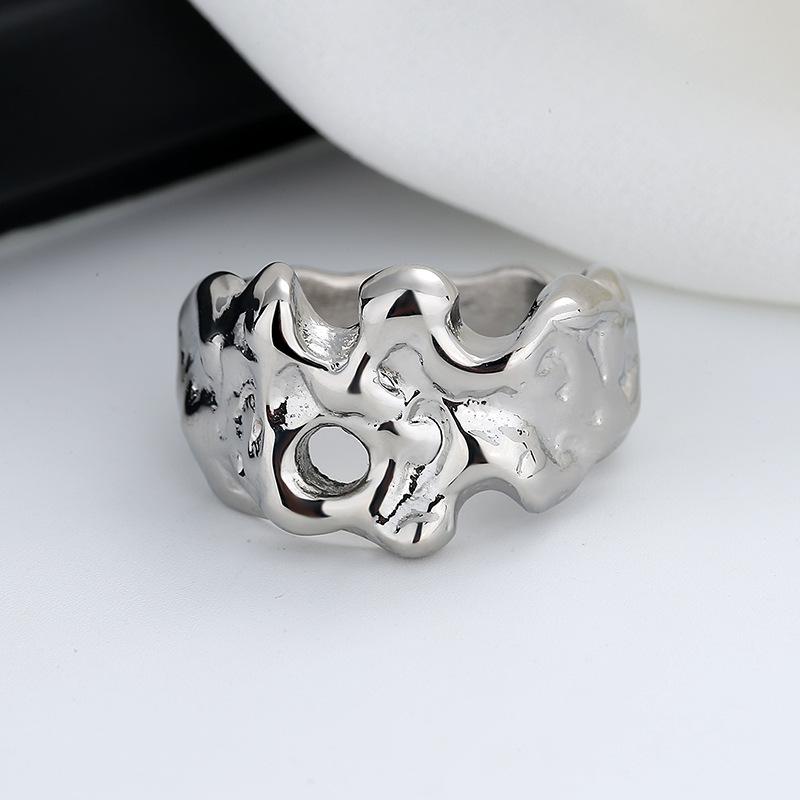 Front view of the white Skull Embrace Ring