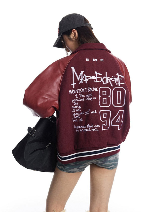 Leather-Sleeve Varsity Jacket