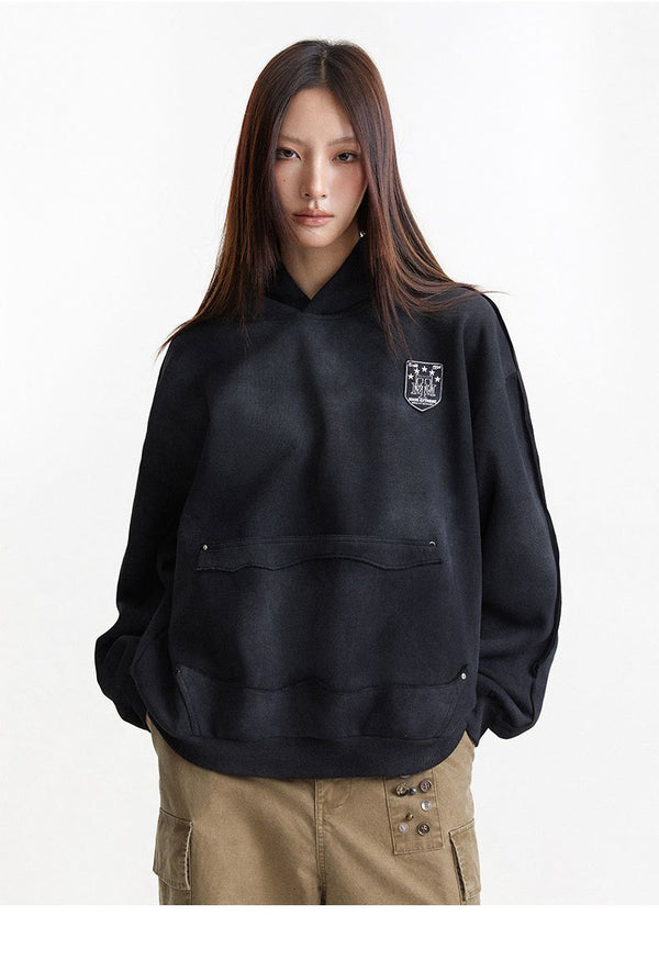 Y2K Washed Shield Emblem Hoodie