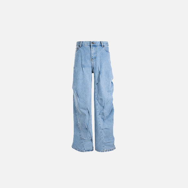 Front view of the blue Vintage Washed Twisted Jeans