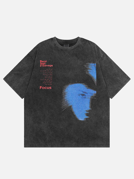 Camiseta lavada "Focus" Bazzi