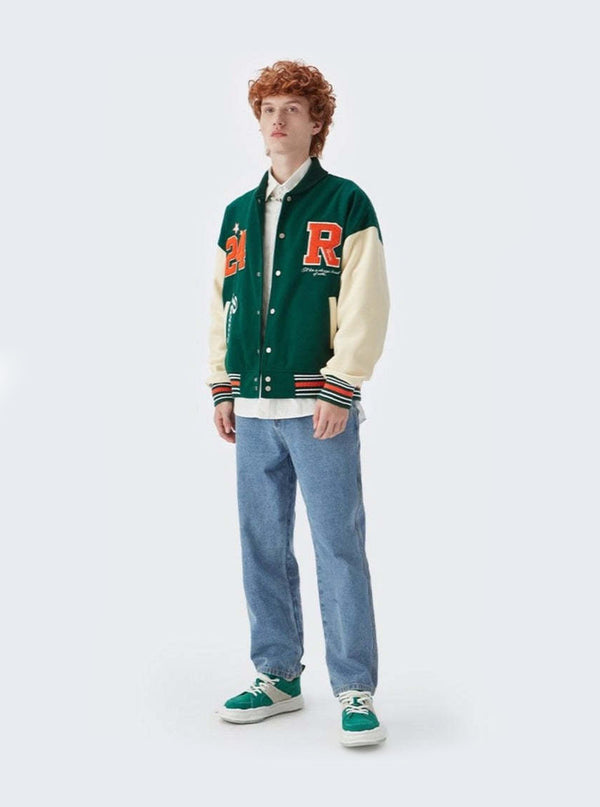 Ready Embroidery Green Varsity Jacket