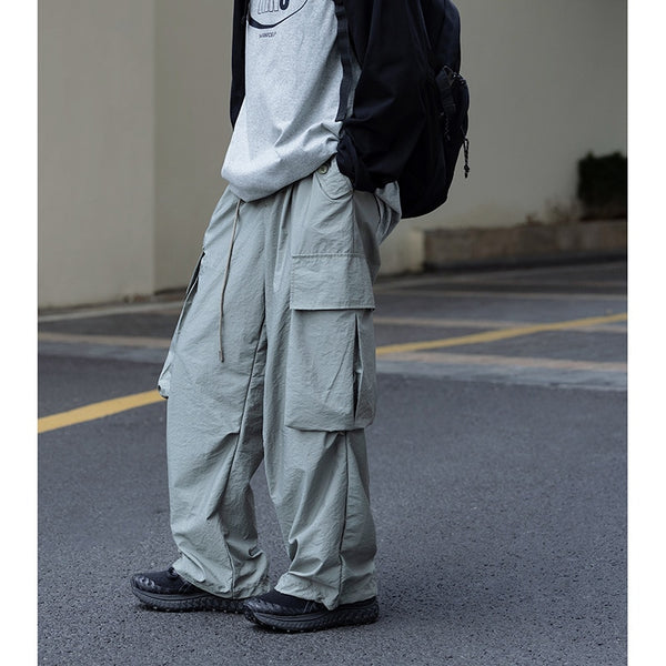 Elastic-waist Polyester Cargo Pants