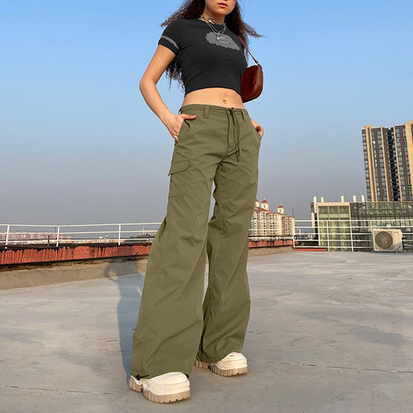 Low Waist Drawstring Cargo Pants