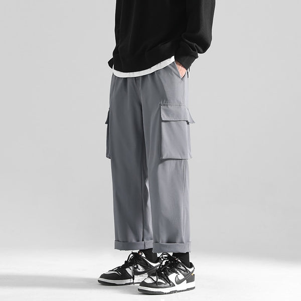 Multi-Pocket Polyester Cargo Pants