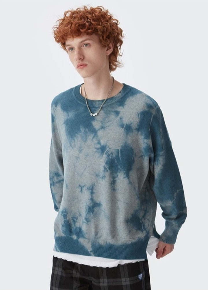 A guy wearing DAXUEN Tie Dye Sweater