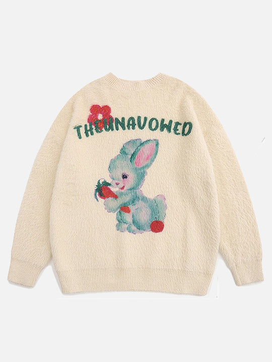 Mink Hair Rabbit Print Sweater